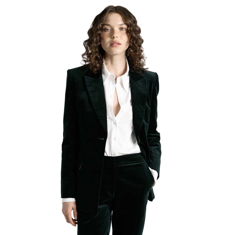 Cue Jade Stretch Velvet Hourglass Blazer image number 0